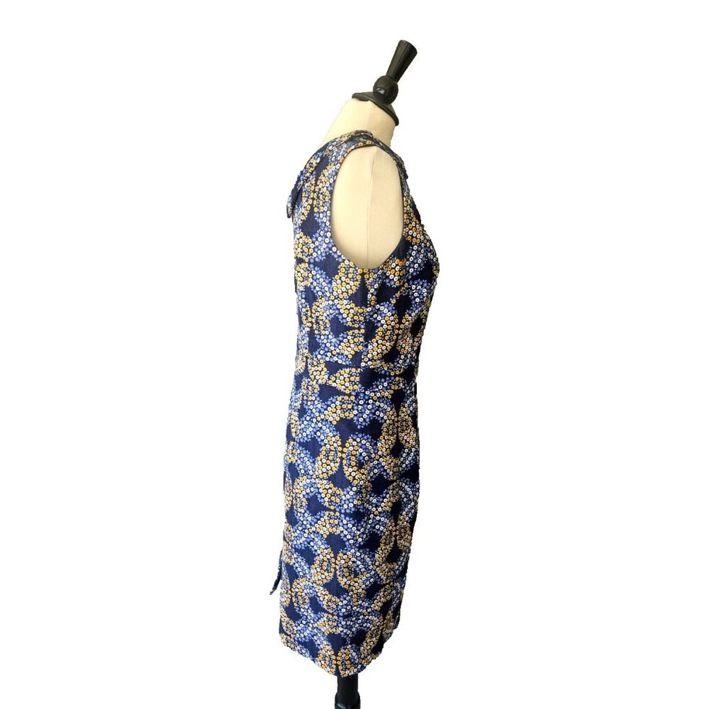 Boden Martha Sheath Dress Sleeveless Yellow Blue and White Floral Print Size 10 - Picture 3 of 7
